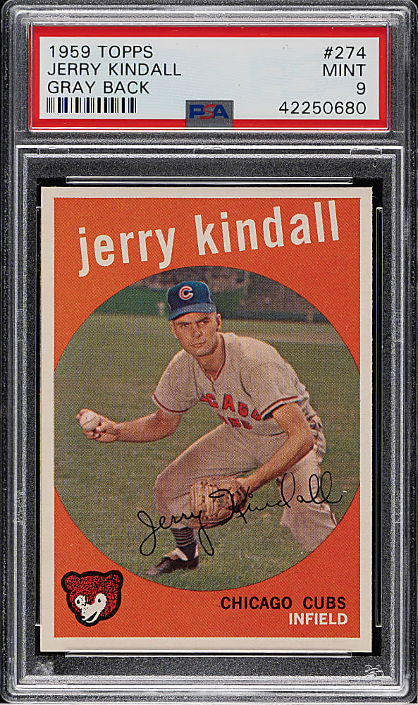 1959 Topps #274 Jerry Kindall Gray Back PSA MINT 9