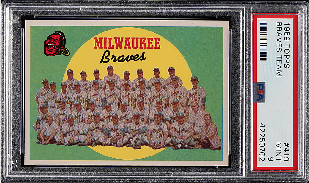 1959 Topps #419 Milwaukee Braves Team PSA MINT 9