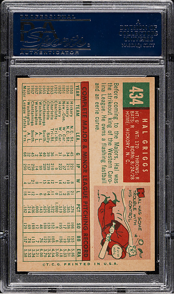 1959 Topps #434 Hal Griggs PSA MINT 9