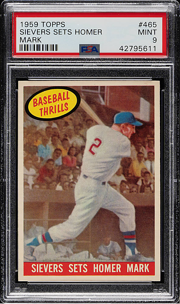 1959 Topps #465 Sievers Sets Homer Mark PSA MINT 9