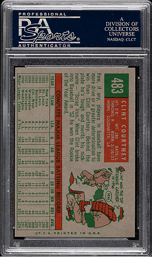 1959 Topps #483 Clint Courtney PSA MINT 9