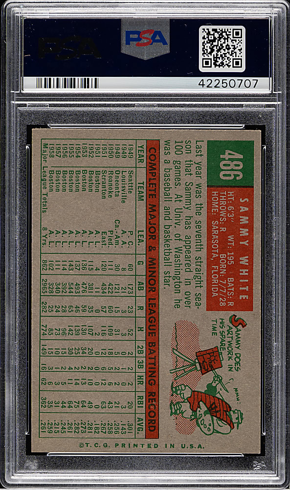 1959 Topps #486 Sammy White PSA MINT 9