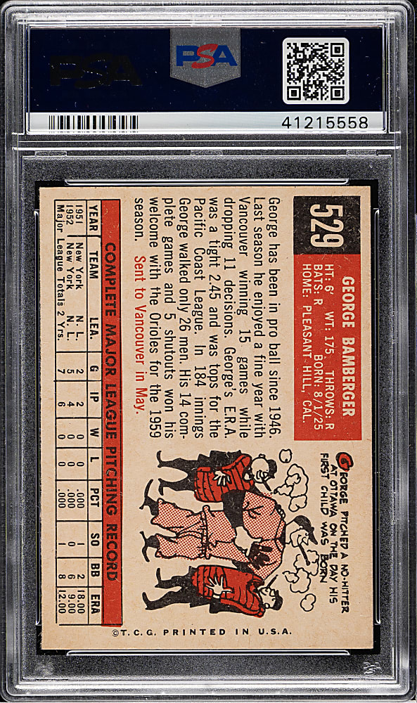 1959 Topps #529 George Bamberger PSA MINT 9