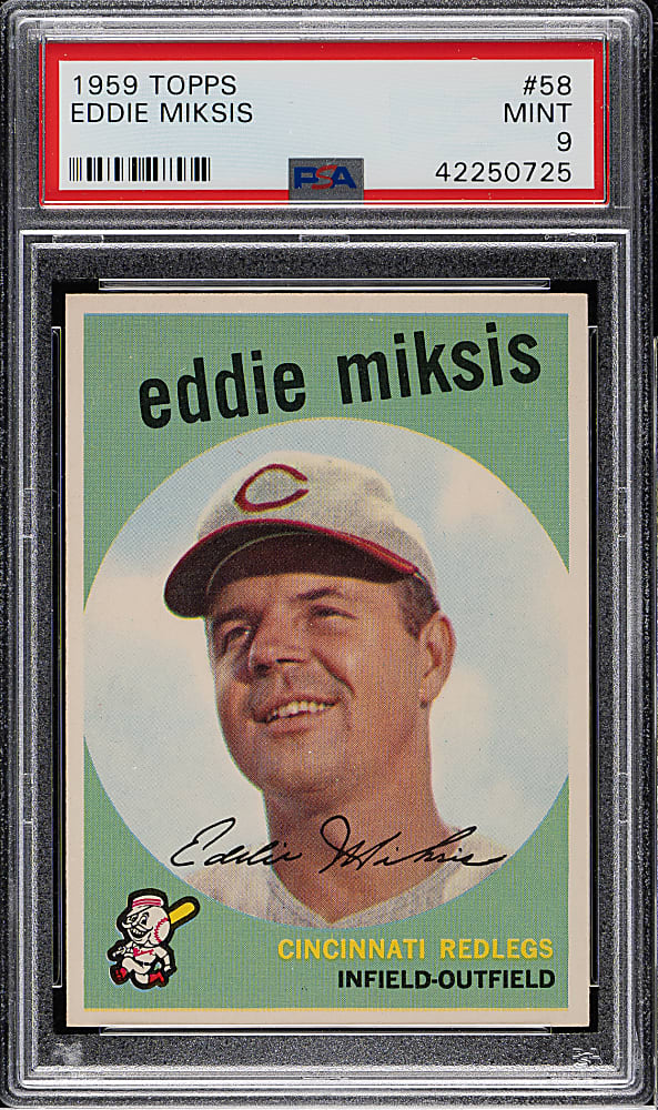 1959 Topps #58 Eddie Miksis PSA MINT 9