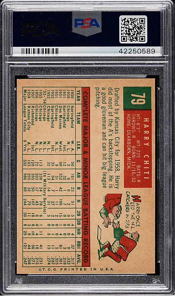 1959 Topps #79 Harry Chiti PSA MINT 9