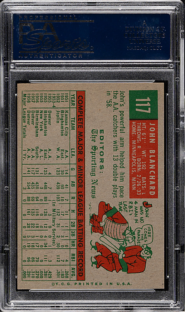 1959 Topps #117 John Blanchard PSA MINT 9 - Highest Graded!
