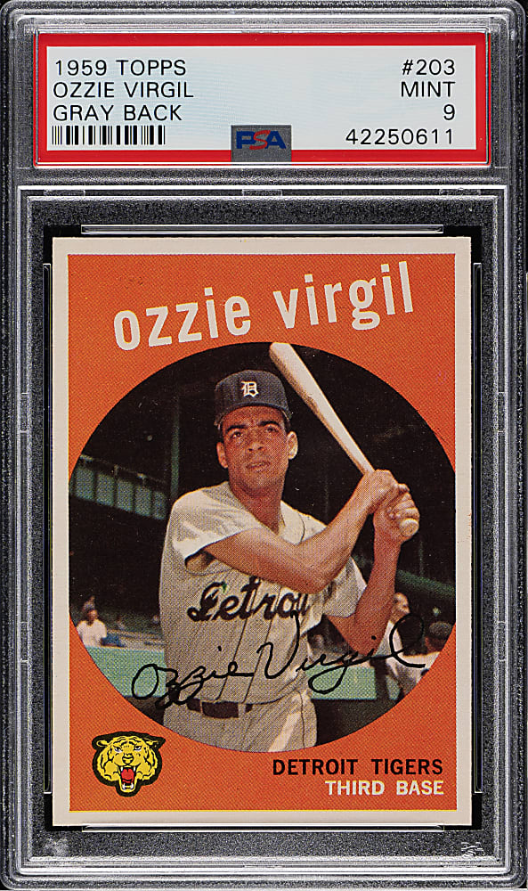 1959 Topps #203 Ozzie Virgil Gray Back PSA MINT 9