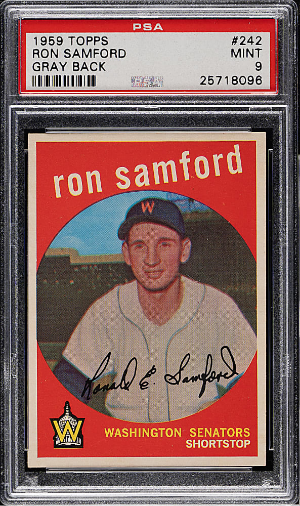 1959 Topps #242 Ron Samford Gray Back PSA MINT 9