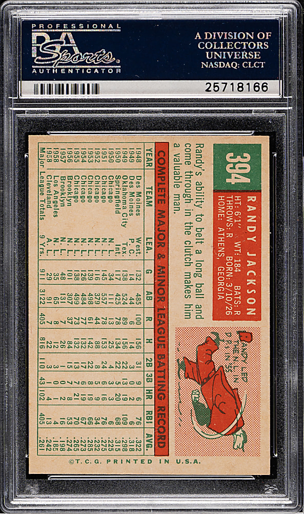 1959 Topps #394 Randy Jackson PSA MINT 9