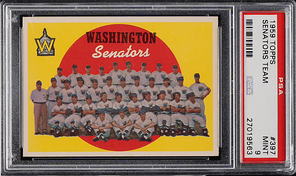 1959 Topps #397 Washington Senators Team PSA MINT 9 - Highest Graded!