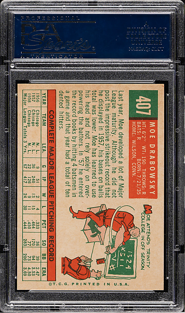 1959 Topps #407 Moe Drabowsky PSA MINT 9