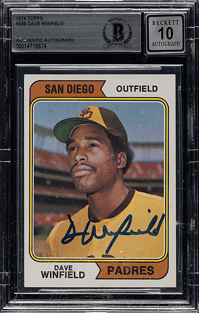 Signed 1974 Topps #456 Dave Winfield Rookie Beckett GEM MINT 10