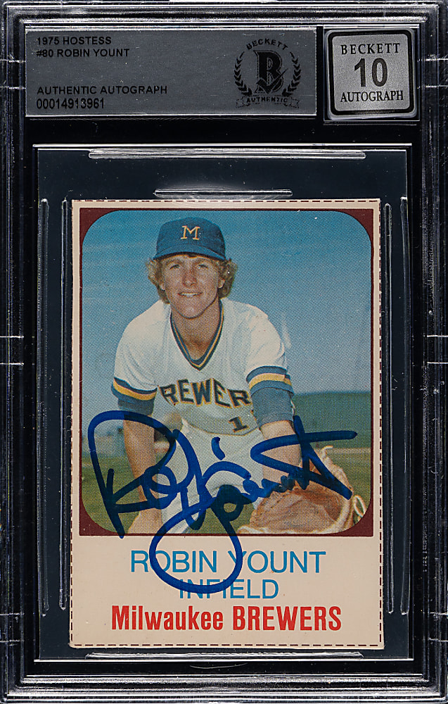 Signed 1975 Hostess #80 Robin Yount Rookie Beckett GEM MINT 10