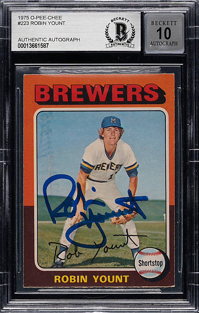 Signed 1975 O-Pee-Chee #223 Robin Yount Rookie Beckett GEM MINT 10