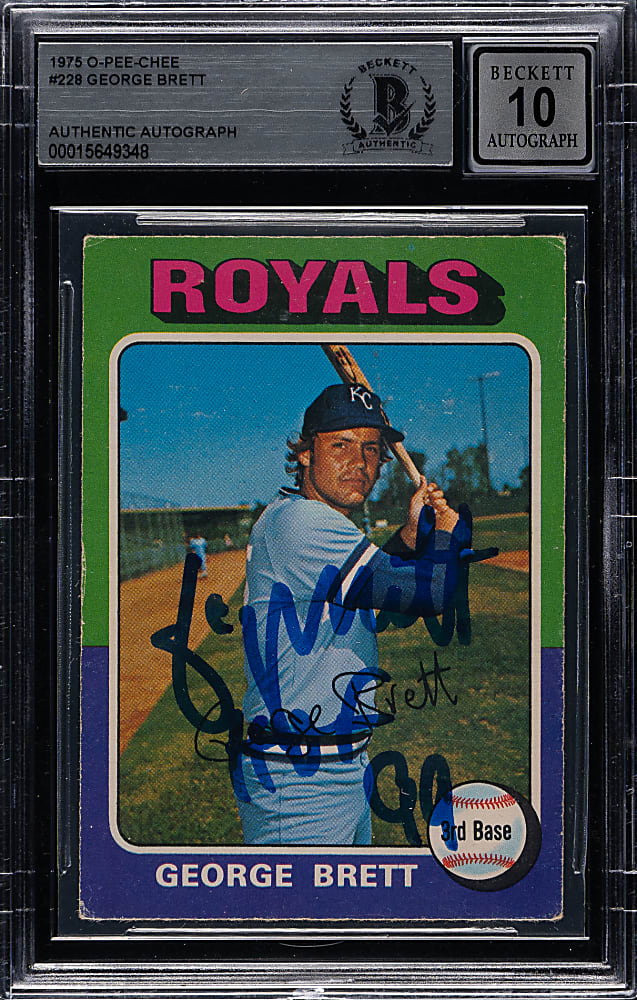 Signed 1975 O-Pee-Chee #228 George Brett Rookie Beckett GEM MINT 10