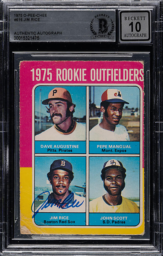 Signed 1975 O-Pee-Chee #616 Jim Rice Rookie Beckett GEM MINT 10