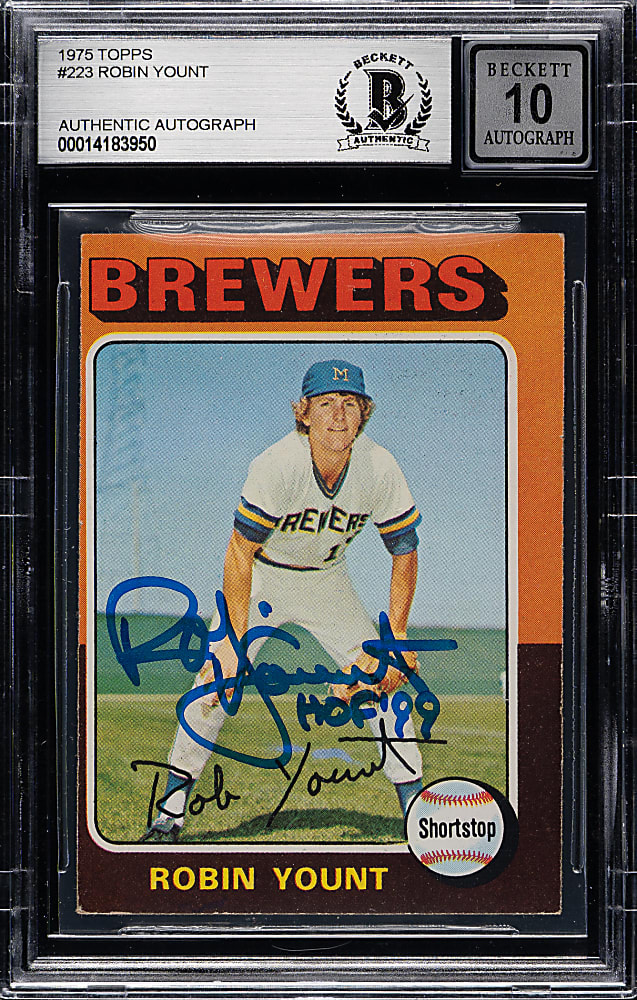 Signed 1975 Topps #223 Robin Yount Rookie Beckett GEM MINT 10