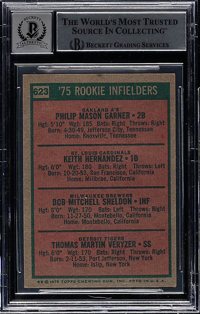 Signed 1975 Topps #623 Keith Hernandez Rookie Beckett GEM MINT 10 - Signed by Three Players!