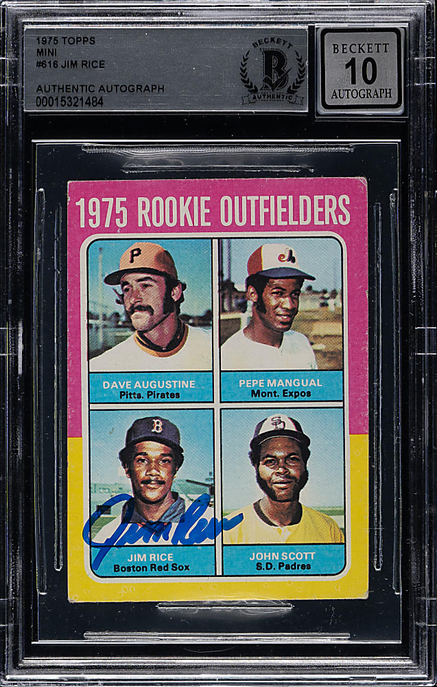 Signed 1975 Topps Mini #616 Jim Rice Rookie Beckett GEM MINT 10