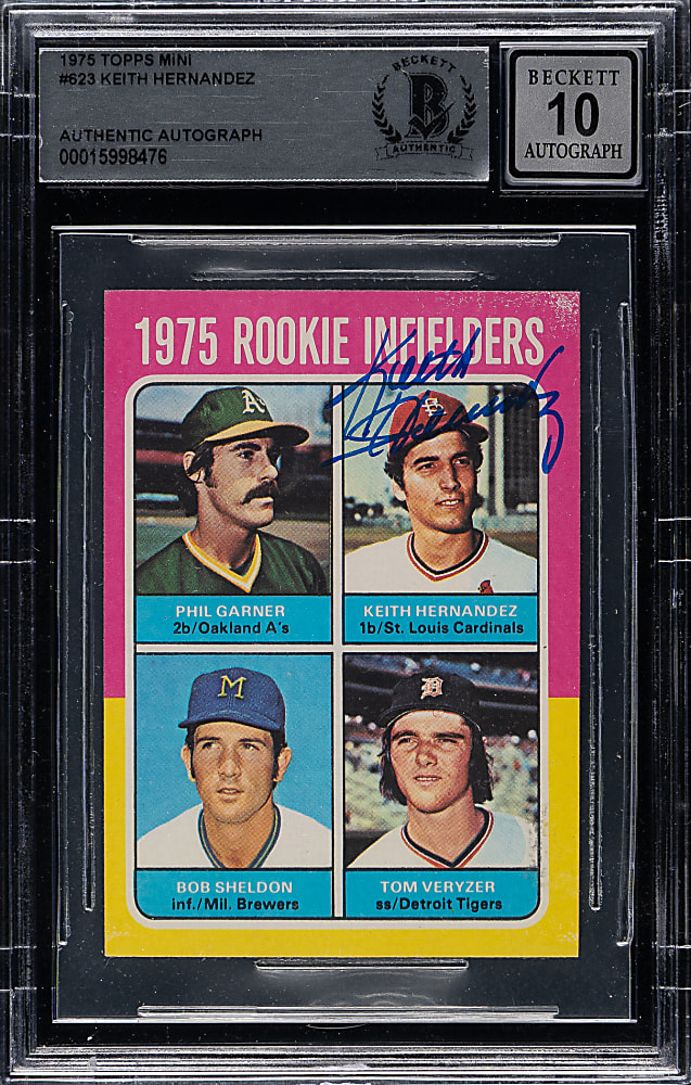 Signed 1975 Topps Mini #623 Keith Hernandez Rookie Beckett GEM MINT 10