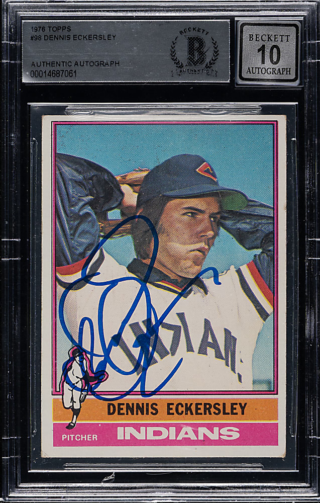 Signed 1976 Topps #98 Dennis Eckersley Rookie Beckett GEM MINT 10