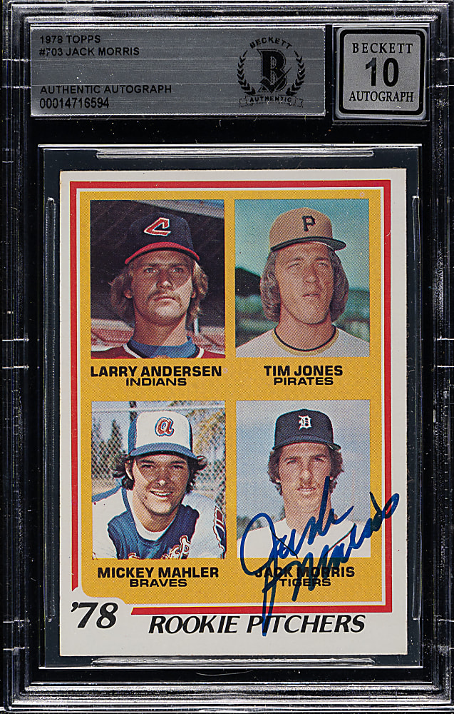 Signed 1978 Topps #703 Jack Morris Rookie Beckett GEM MINT 10