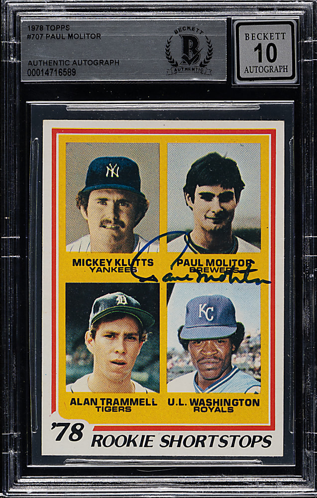 Signed 1978 Topps #707 Paul Molitor Rookie Beckett GEM MINT 10