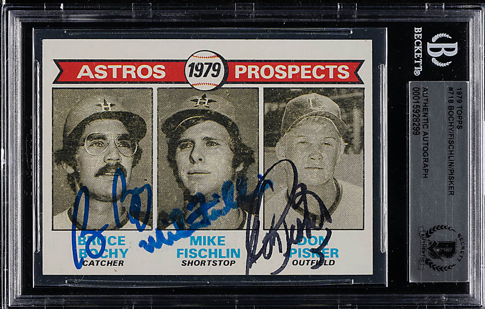 Signed 1979 Topps #718 Houston Astros Rookies with Bruce Bochy - Beckett - Signed by All Three Players!
