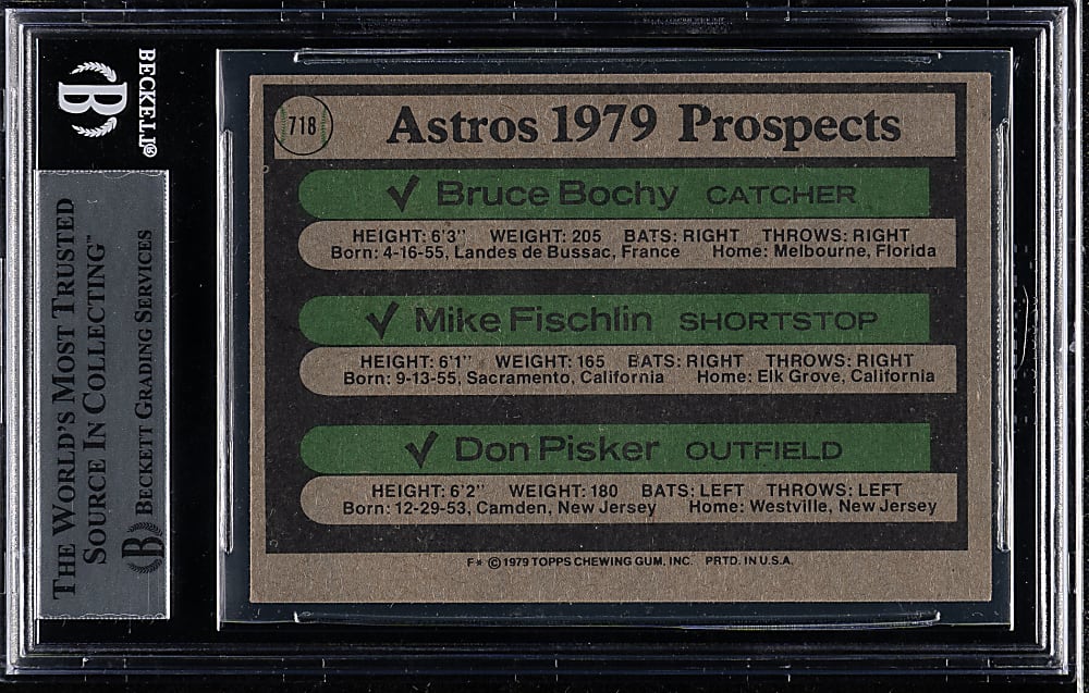 Signed 1979 Topps #718 Houston Astros Rookies with Bruce Bochy - Beckett - Signed by All Three Players!
