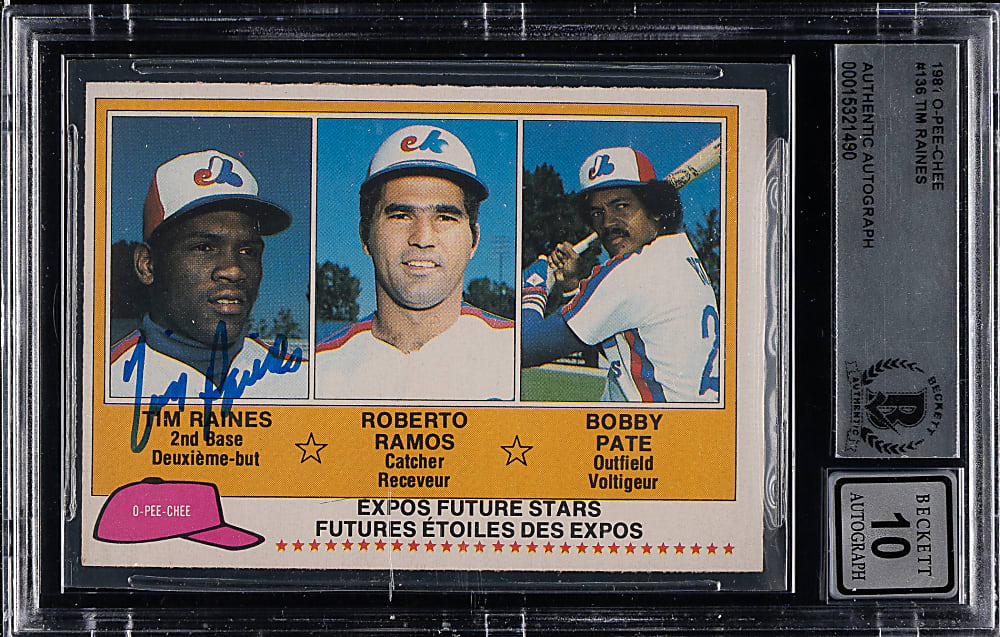 Signed 1981 O-Pee-Chee #136 Tim Raines Rookie Beckett GEM MINT 10