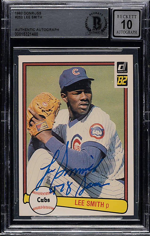 Signed 1982 Donruss #252 Lee Smith Rookie Beckett GEM MINT 10