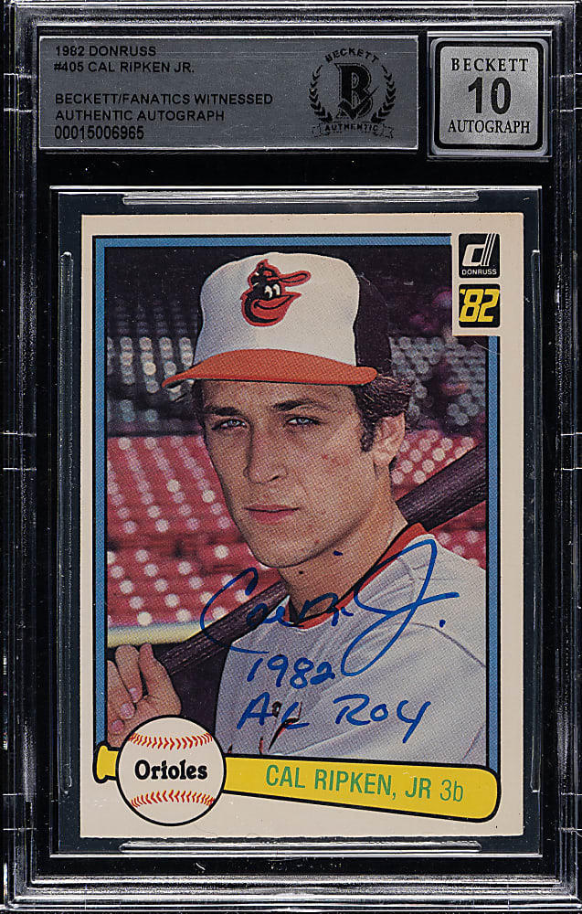 Signed 1982 Donruss #405 Cal Ripken Jr. Rookie Beckett GEM MINT 10