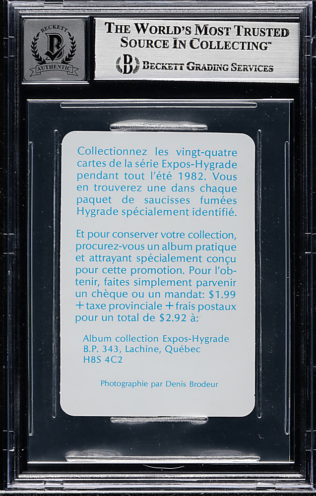 Signed 1982 Expos Hygrade Meats #7 Terry Francona Rookie Beckett GEM MINT 10