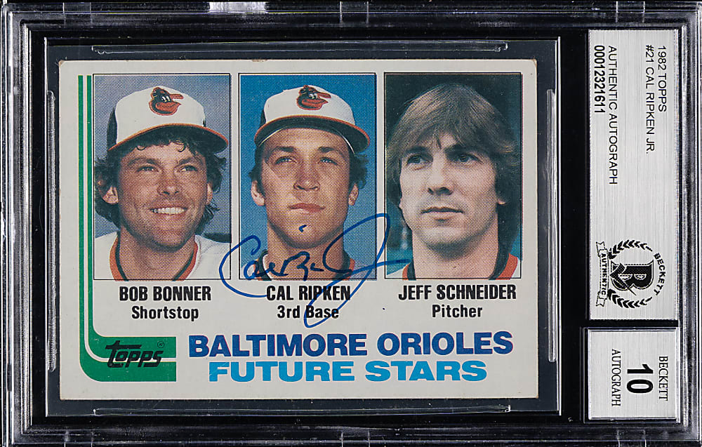 Signed 1982 Topps #21 Cal Ripken Jr. Rookie Beckett GEM MINT 10