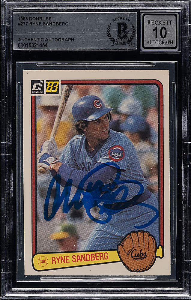 Signed 1983 Donruss #277 Ryne Sandberg Rookie Beckett GEM MINT 10