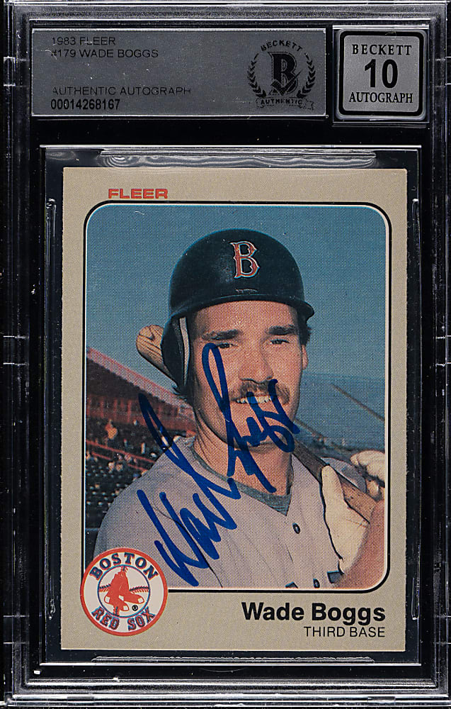 Signed 1983 Fleer #179 Wade Boggs Rookie Beckett GEM MINT 10