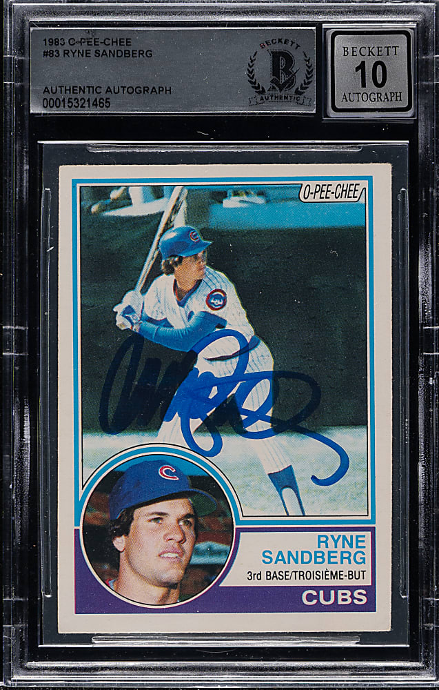 Signed 1983 O-Pee-Chee #83 Ryne Sandberg Rookie Beckett GEM MINT 10