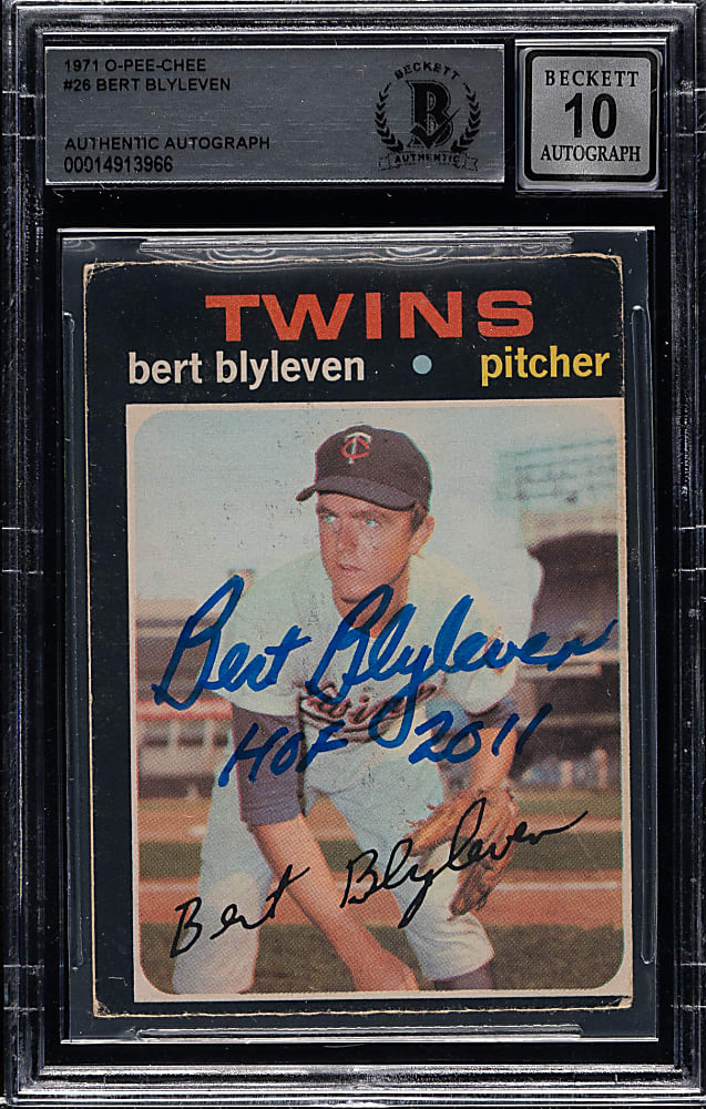Signed 1971 O-Pee-Chee #26 Bert Blyleven Rookie Beckett GEM MINT 10