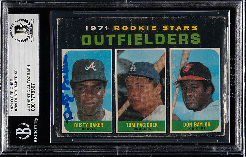 Signed 1971 O-Pee-Chee #709 Dusty Baker Rookie High Number Short Print - Beckett