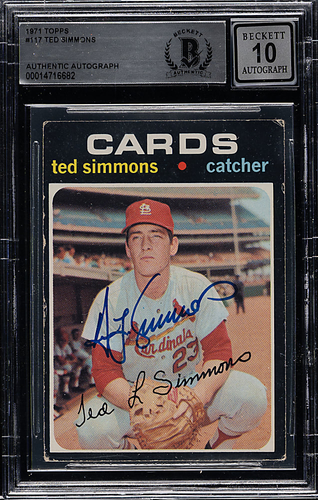 Signed 1971 Topps #117 Ted Simmons Rookie Beckett GEM MINT 10