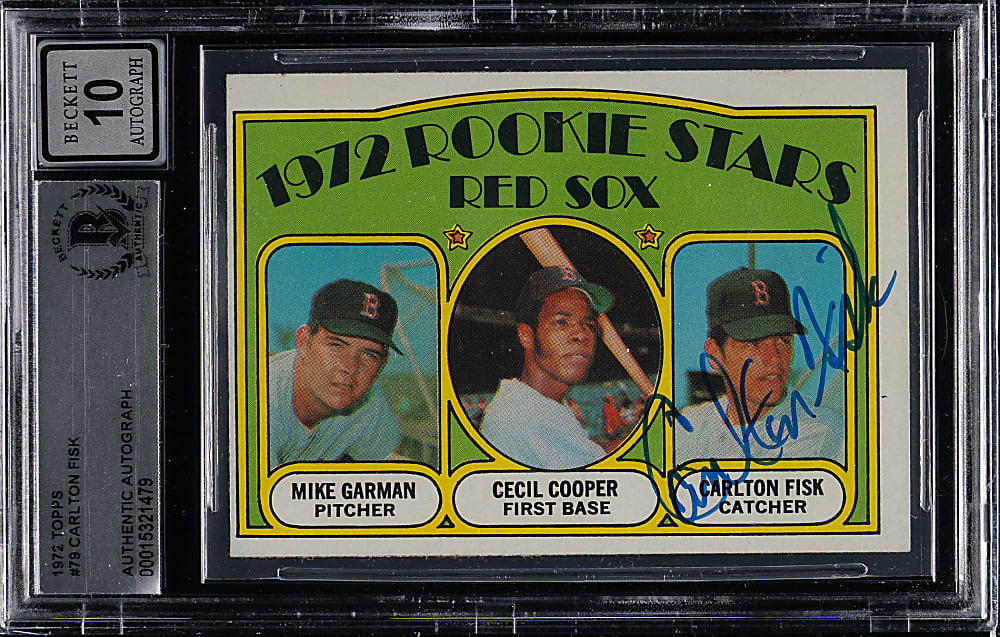 Signed 1972 Topps #79 Carlton Fisk Rookie Beckett GEM MINT 10