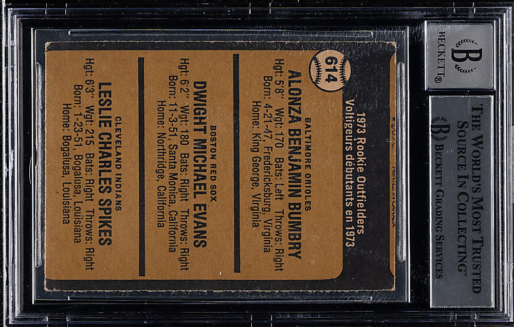 Signed 1973 O-Pee-Chee #614 Rookie Outfielders with Dwight Evans Beckett GEM MINT 10 - Signed by All Three Players!