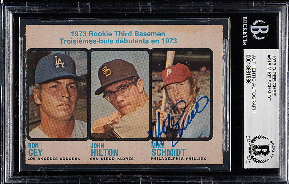 Signed 1973 O-Pee-Chee #615 Mike Schmidt Rookie - Beckett