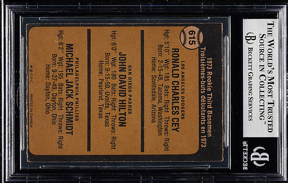 Signed 1973 O-Pee-Chee #615 Mike Schmidt Rookie - Beckett