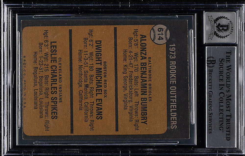 Signed 1973 Topps #614 Rookie Outfielders with Dwight Evans Beckett GEM MINT 10 - Signed by All Three Players!