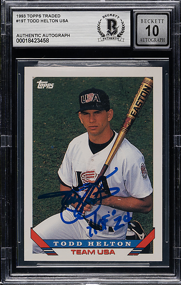 Signed 1993 Topps Traded #19T Todd Helton Rookie Beckett GEM MINT 10