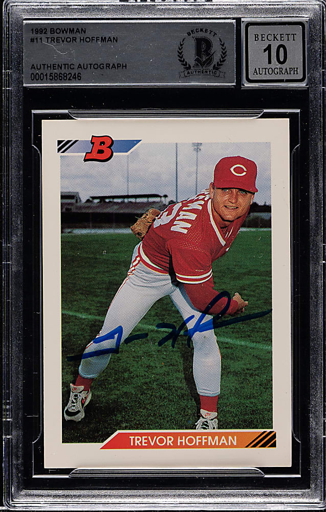 Signed 1992 Bowman #11 Trevor Hoffman Rookie Beckett GEM MINT 10