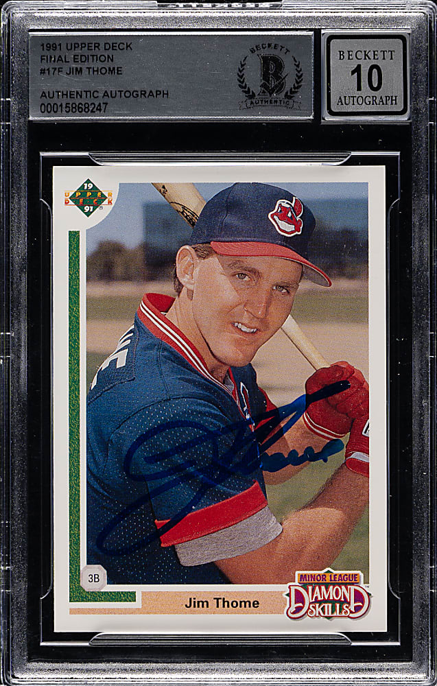Signed 1991 Upper Deck Final Edition #17F Jim Thome Rookie Beckett GEM MINT 10
