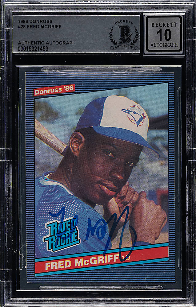 Signed 1986 Donruss #28 Fred McGriff Rookie Beckett GEM MINT 10