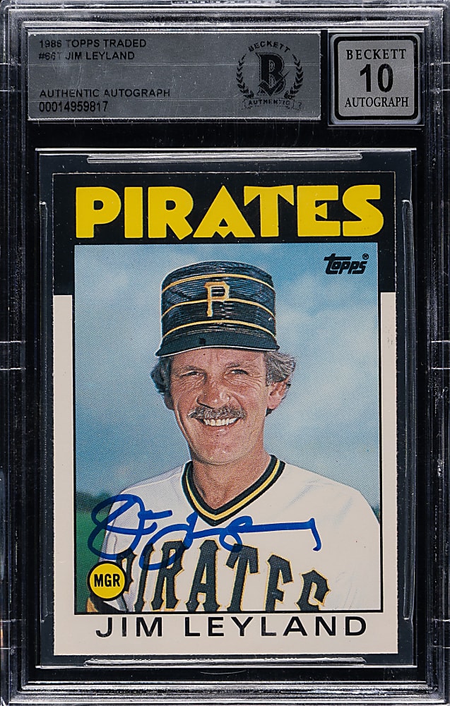 Signed 1986 Topps Traded #66T Jim Leyland Beckett GEM MINT 10